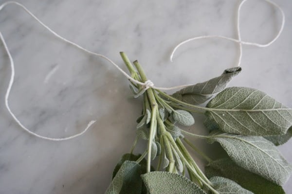 tie herbs with string