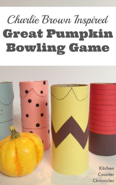 Charlie Brown Great Pumpkin Bowling Game - Craft up a simple gourd bowling game. With a few toilet paper rolls and a little imagination you can bring Charlie, Lucy, Snoopy and the gang to life. | Halloween Craft for Kids | Halloween Game for Kids |