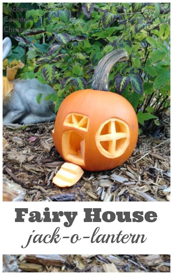 Fairy House Jack-O-Lantern - Transform your Halloween pumpkin into a fairy house jack-o-lantern. Invite fairies into your garden this Halloween. | Halloween Craft | Fairy House |