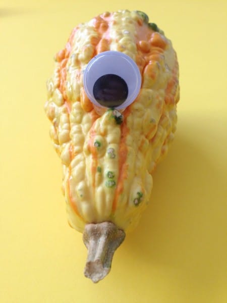 googly eyes and gourd