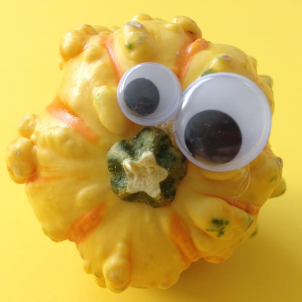 googly eyes and gourd