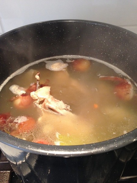 turkey stock in pot