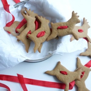 gingerbread reindeer cookie garland in tin