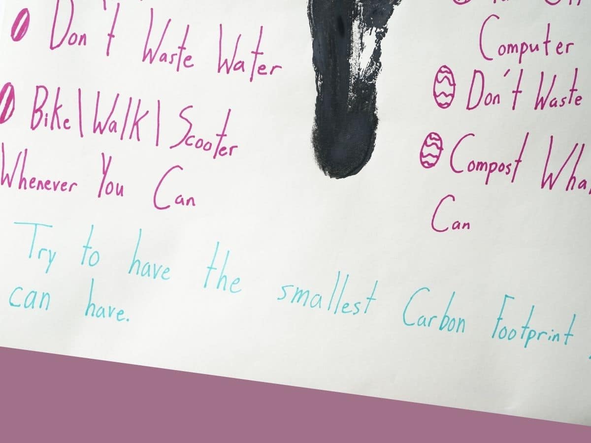 try to have the smallest carbon footprint you can have quote written on poster