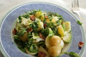 kale brussel sprout and potato salad