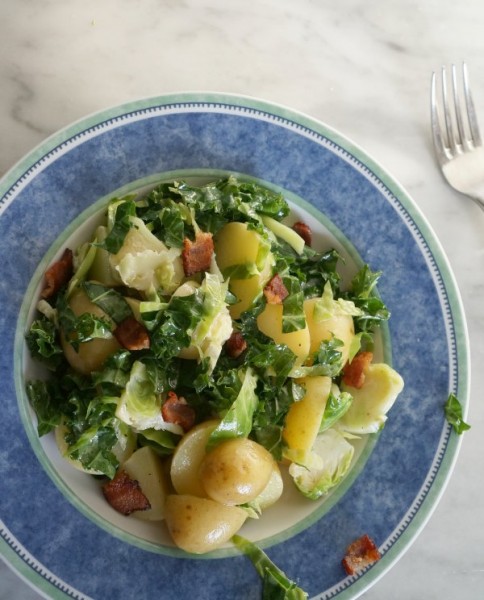 kale, brussel sprouts and potato salad