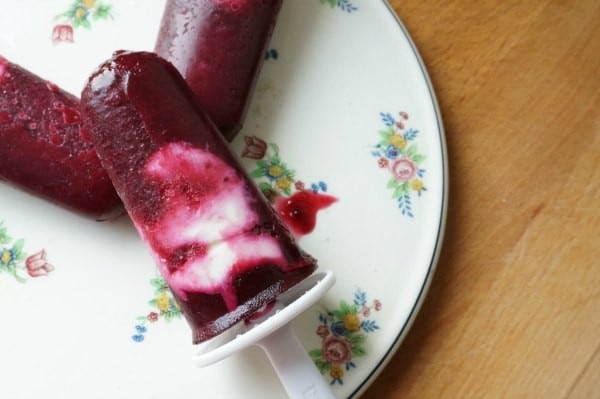 cherry yogurt popsicle close up