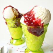 _close up of homemade red currant sauce recipe for ice cream sundaes
