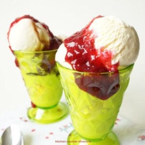 _close up of homemade red currant sauce recipe for ice cream sundaes
