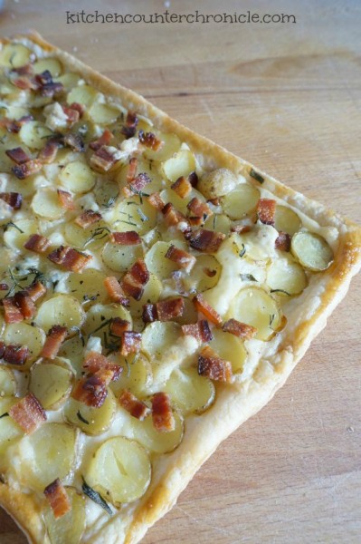 potato tart with bacon, cheese and rosemary