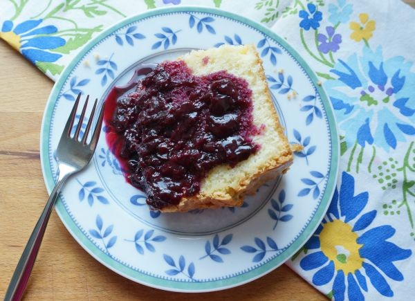 sour cream pound cake with cherry compote