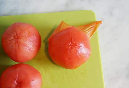 peeling tomatoes gazpacho