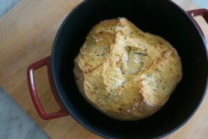 dutch oven herb bread baked