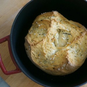 dutch oven herb bread baked