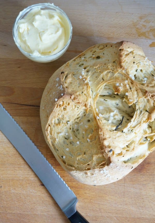 herb bread with roasted garlic butter