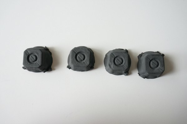 4 egg carton spider bodies painted black