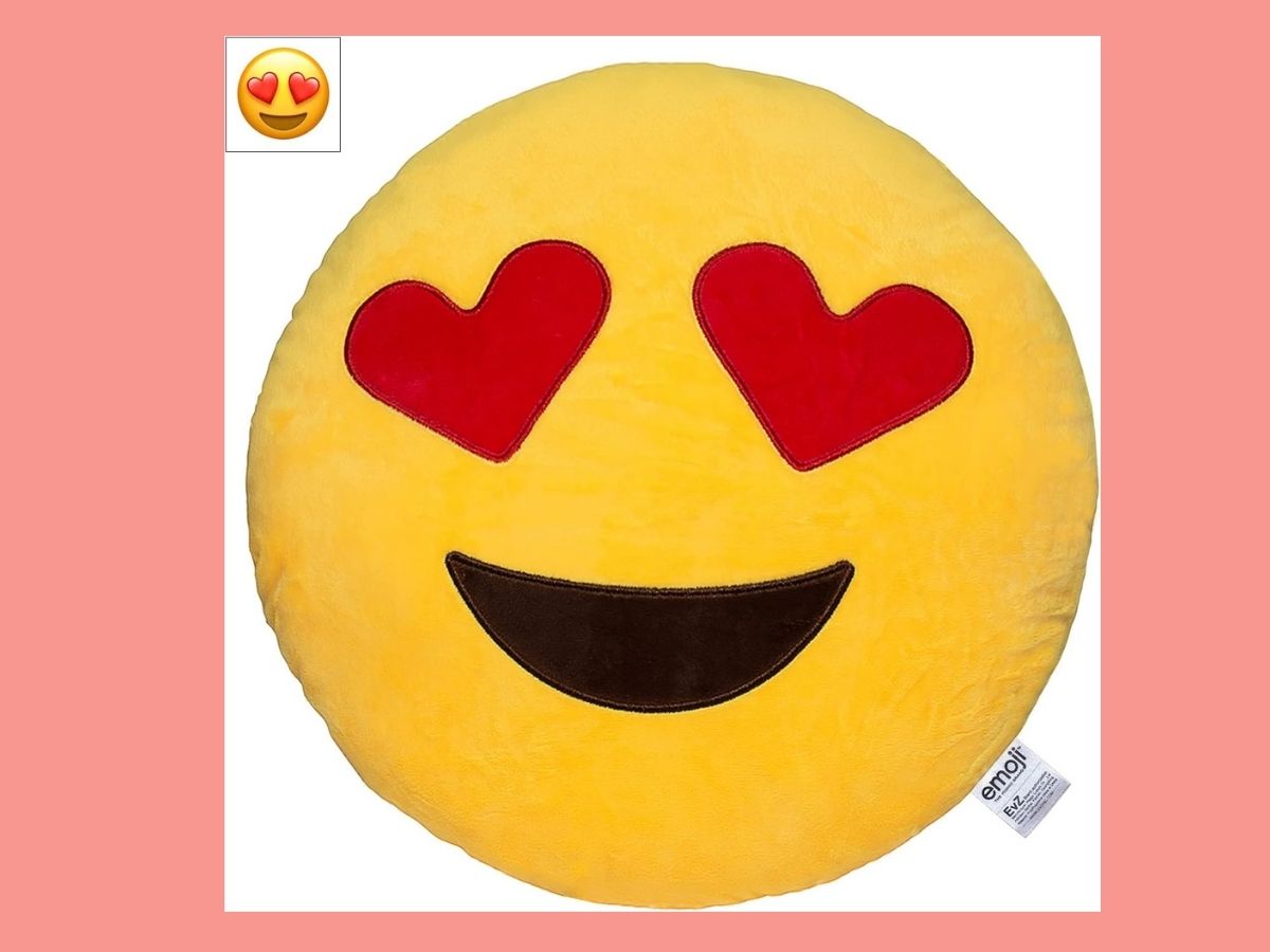 eye heart emoji pillow