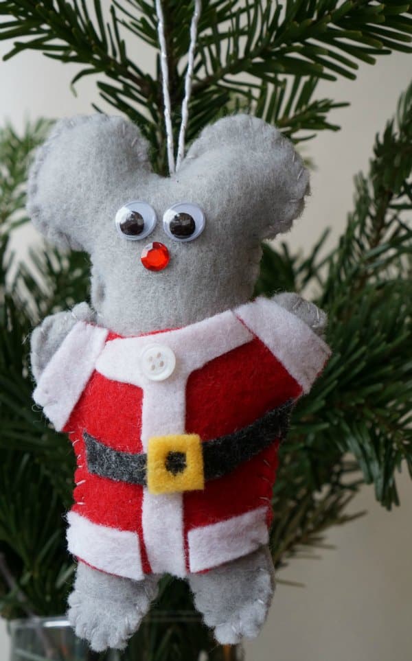 kid made felt mouse ornament