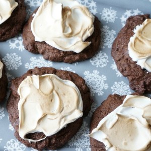 hot chocolate cookie with marshmallow frosting