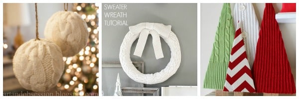 recycled sweater Christmas ornament