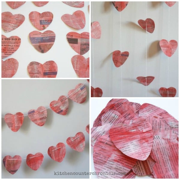 newspaper heart garland fb
