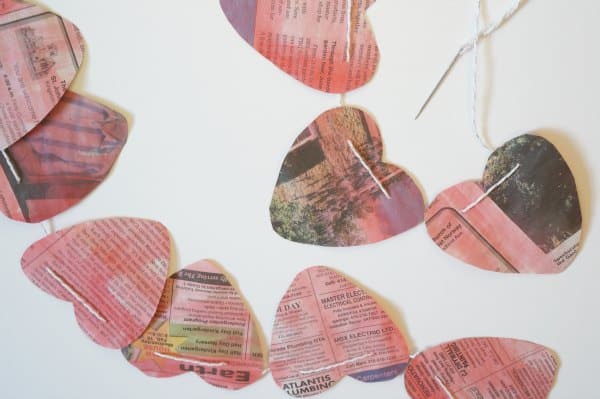 newspaper heart garland