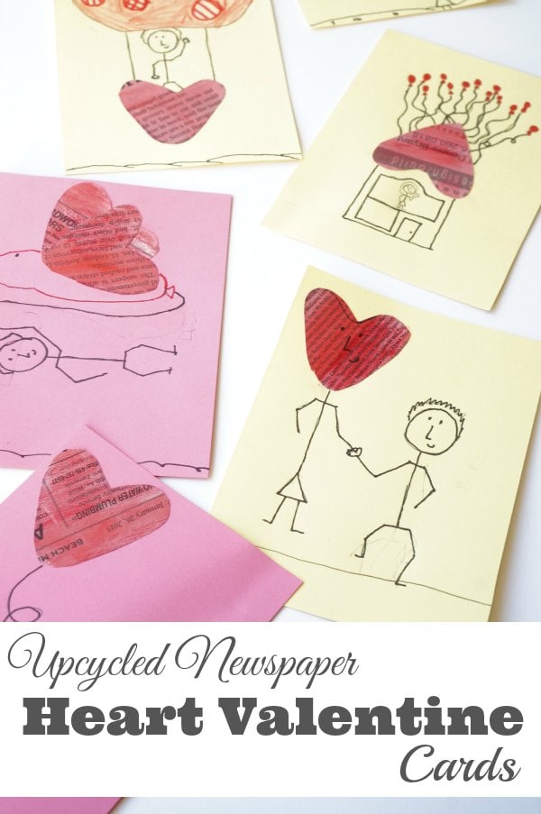 upcycled heart valentine card