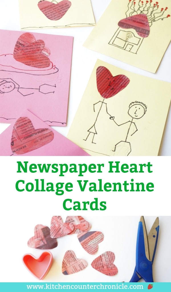 Newspaper Hearth Collage Valentine's Day Card pin