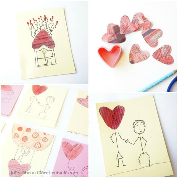 newspaper heart valentine collage