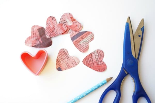 newspaper valentine hearts