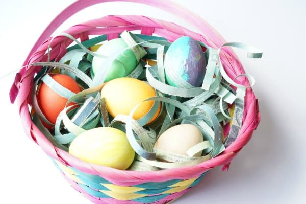 homemade easter grass in basket