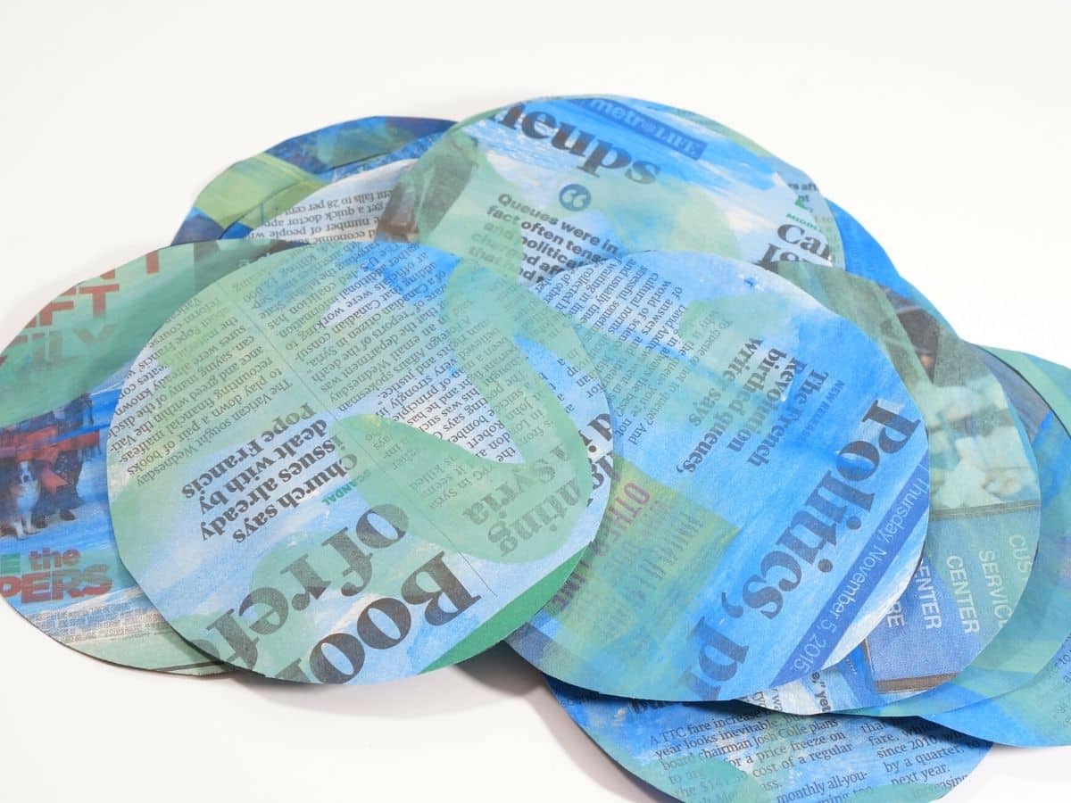 Earth Day craft recycled newspaper circles