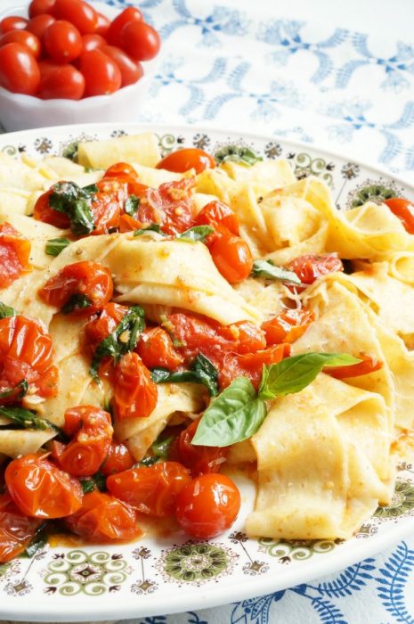 Homemade Pappardelle with Cherry Tomato Sauce