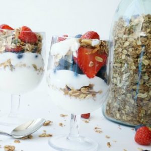 homemade granola and yogurt parfait