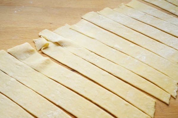 Homemade pappardelle sliced