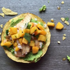 Fish Tostadas with Peach Salsa