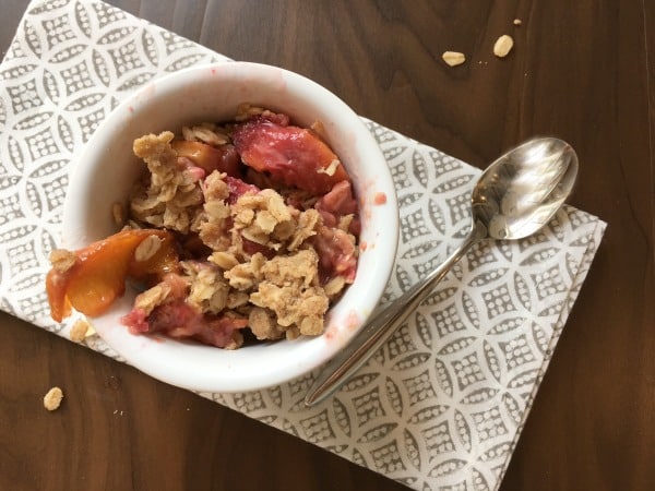 Bowl of Nectarine Crisp with Plums