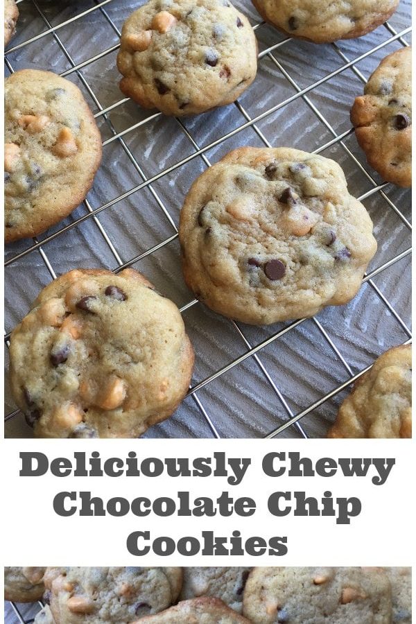 Deliciously Chewy Chocolate Chip Cookies - What's the secret to chewy chocolate chip cookies? Check out this recipe to find out. Bake up a batch and try not to eat the entire batch in one sitting...seriously. | Chocolate Chip Cookie Recipe | Cookie Recipe | Chocolate Recipe |