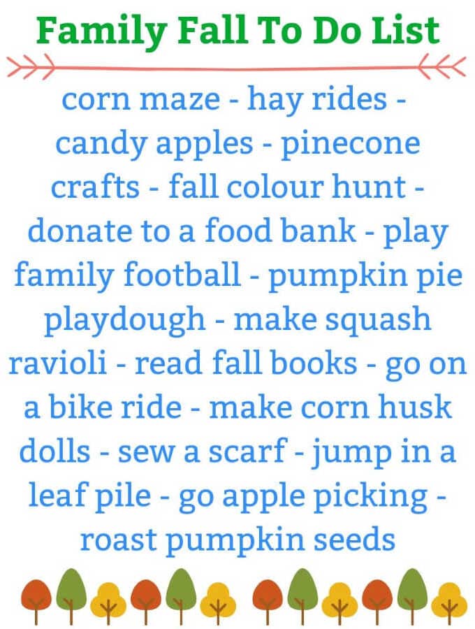 family fall to do list of activities
