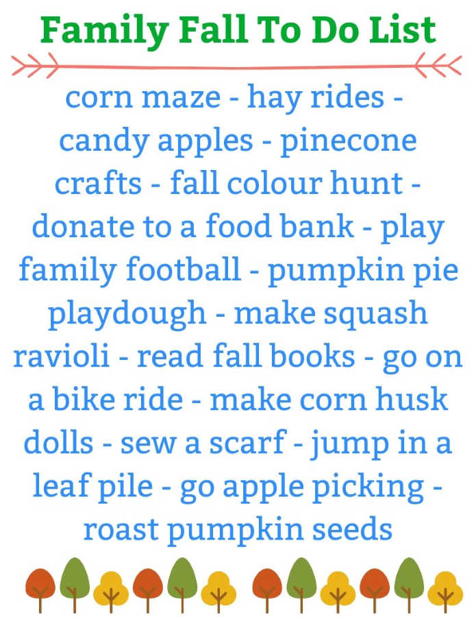 family fall to do list of activities