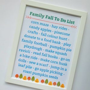 fall bucket list printable in frame