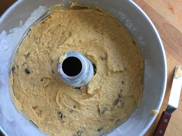 Pumpkin Coffee Cake Batter in Pan