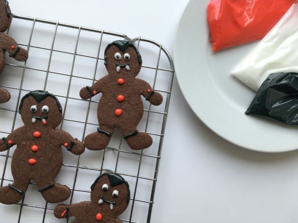 vampire chocolate sugar cookies with icing