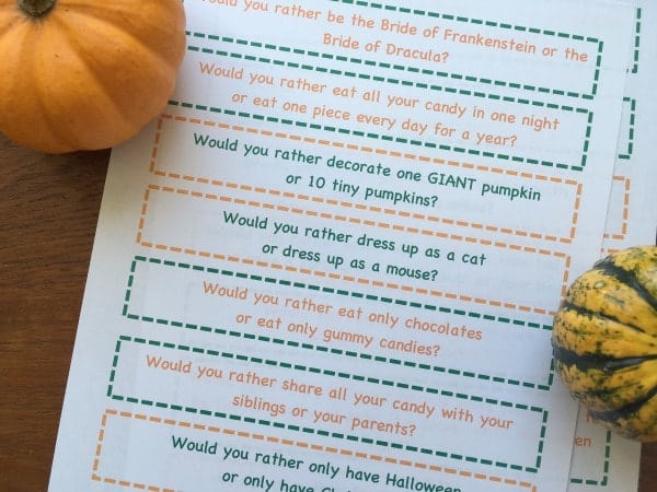 Halloween Would You Rather Questions {Free Printable} - Play Party