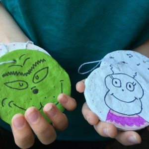 Grinch Ornaments with child's Hands