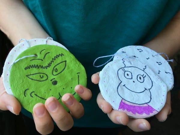 Grinch Ornaments with child's Hands