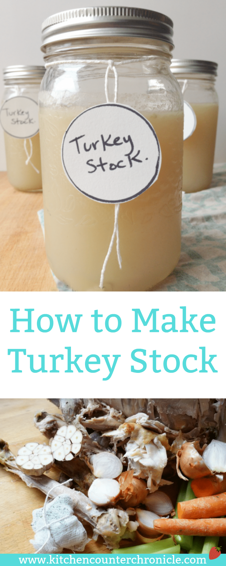 How to Make Turkey Stock - This is a simple recipe for making turkey stock at home. Throw everything in the pot an let it simmer. | Turkey Recipe | Turkey Soup Recipes | Thanksgiving Recipe | Christmas Turkey Recipe