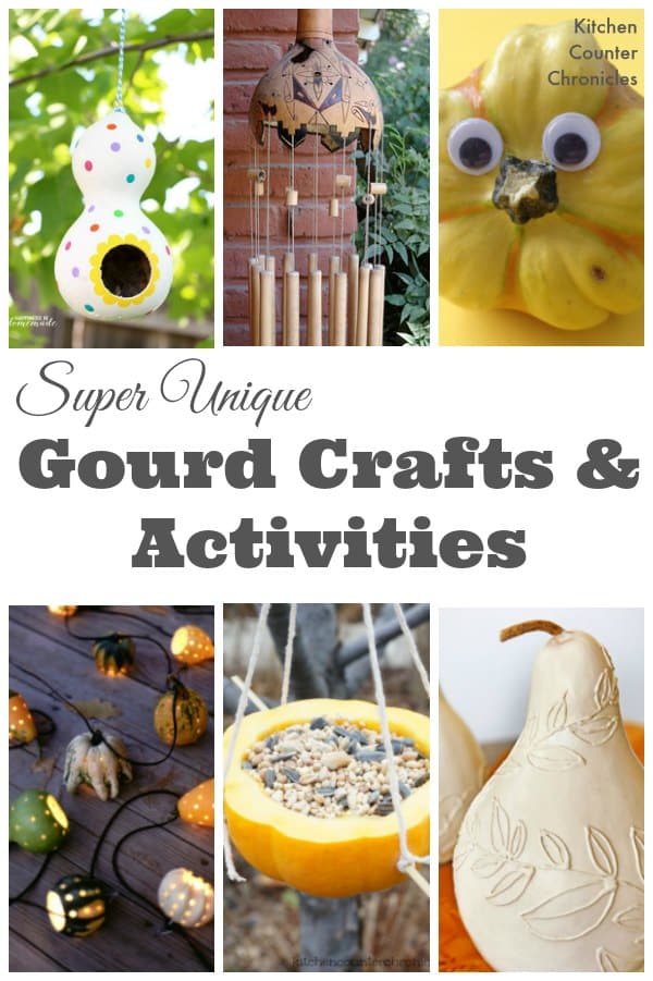 Super Unique Gourd Crafts and Activities - Who knew that those silly little gourds could be reused in such beautiful and clever ways. Discover how to transform your gourds and have a whole lot of fun. | Fall Craft for Kids | Bird feeder craft | Crafts for Kids |