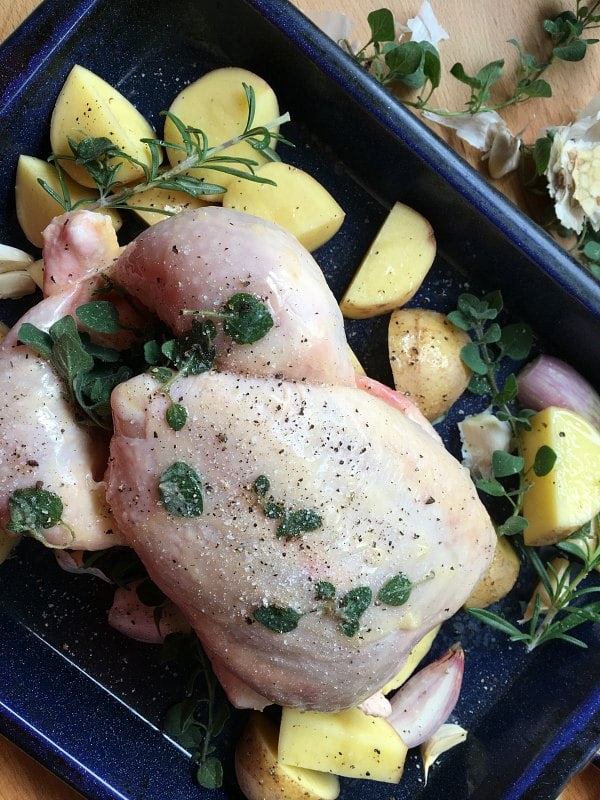 Greek Style Oven Roasted Chicken unbaked