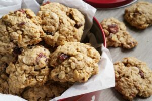 Holiday Oatmeal Cookies with Cranberries and Almonds